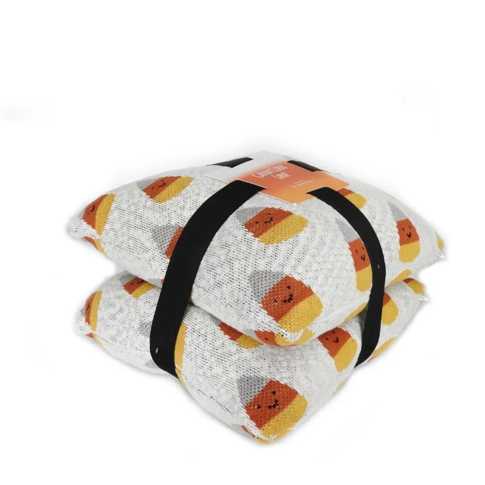 New Candy Corn Lane Jersey Decorative Pillows Candy Corn Design Set 2 Halloween